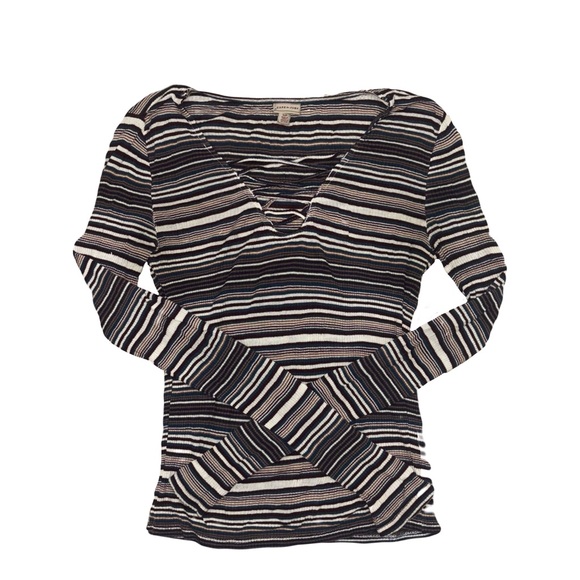 Cape Juby Black and White Fitted Ribbed Blouse - Picture 1 of 1